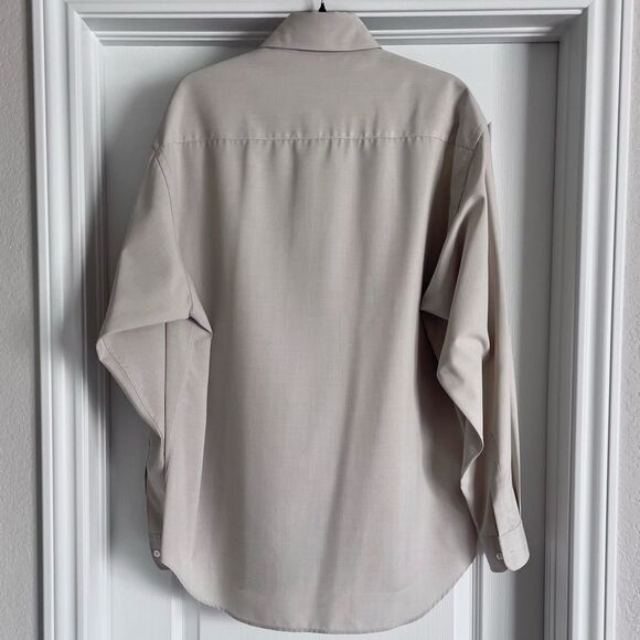 Armani Collezioni Smooth Knit Button Front Shirt Mud Size L Quiet Luxury - Picture 3 of 10